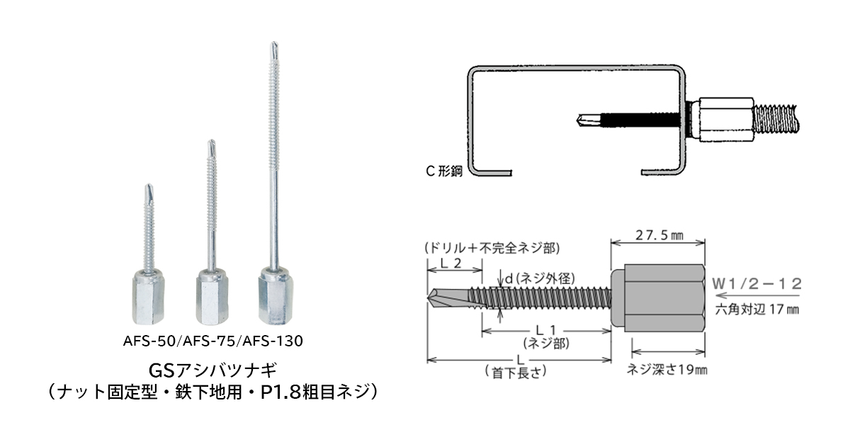 壁つなぎ用アンカー（鉄・木下地用）